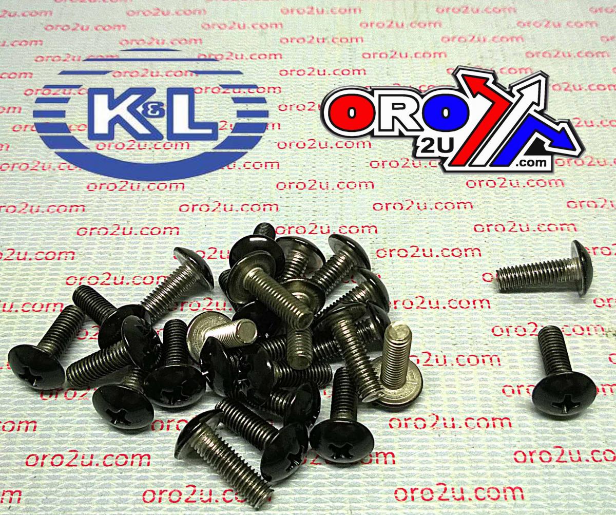 K&L Supply Round Top Phillips Screw 5x16, Zx Type, Black 5 X 16mm (25pk), Road Tools 33-8320