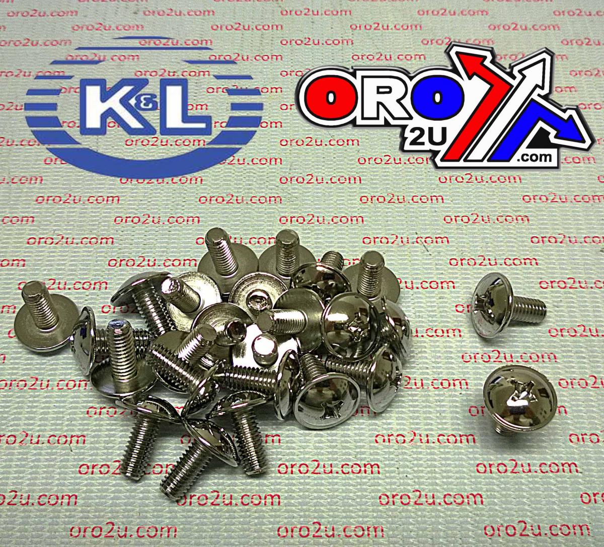 K&L Supply Chrome Oval Head Phillips 6x14 Pack 25, Kawasaki 33-7858, Tools Road