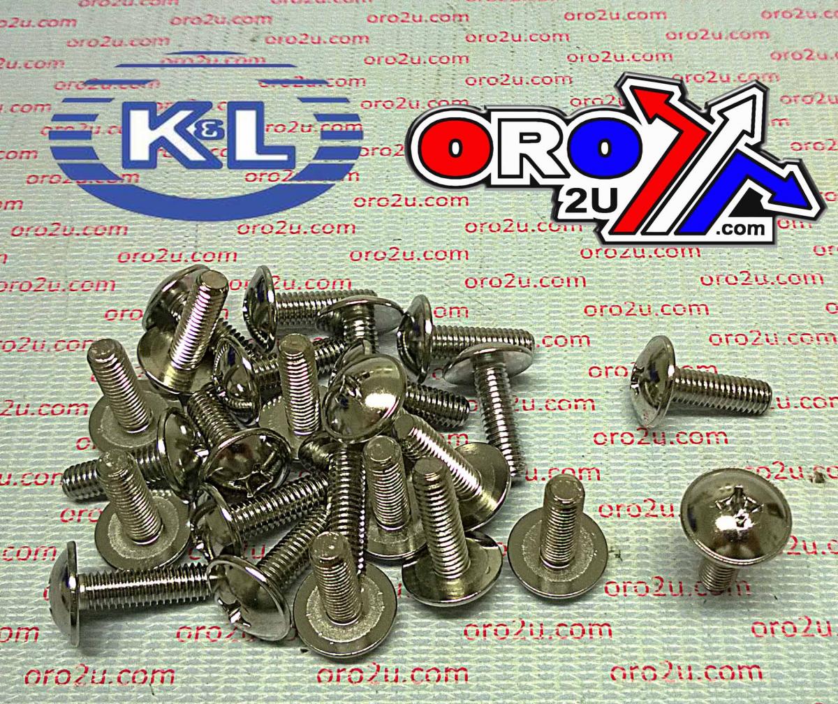 K&L Supply Chrome Oval Head Phillips 6x20 Pack 25, Kawasaki 33-7861, Tools Road