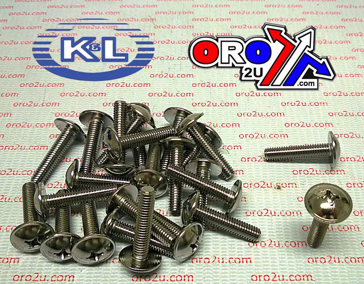 K&L Supply Chrome Oval Head Phillips 6x28 Pack 25, Kawasaki 33-7862, Tools Road