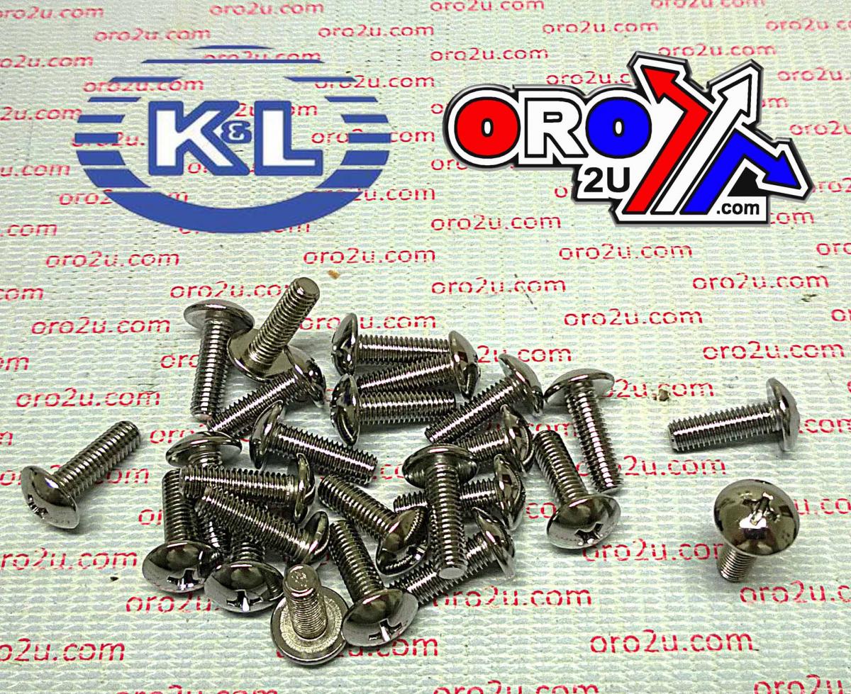 K&L Supply Chrome Oval Head Phillips 5x16 Pack/25, 33-7855, Yamaha Suzuki Road Tools