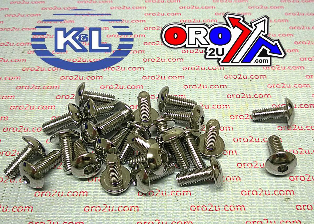 K&L Supply Chrome Allen Oval Head 6x16 Pack/25, Suzuki 4mm Key 33-7868, Tools Road