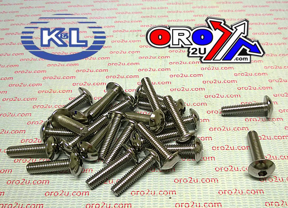 K&L Supply Chrome Allen Oval Head 6x26 Pack/25, Suzuki 4mm Key 33-7870, Road Tools