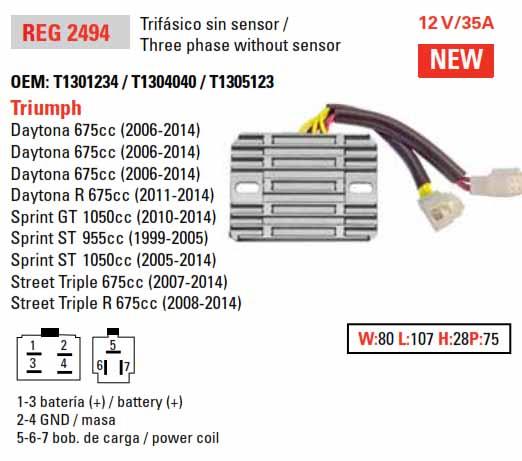 DZE Electrics Regulator 12v 35a, Triumph, Dze 02494-04