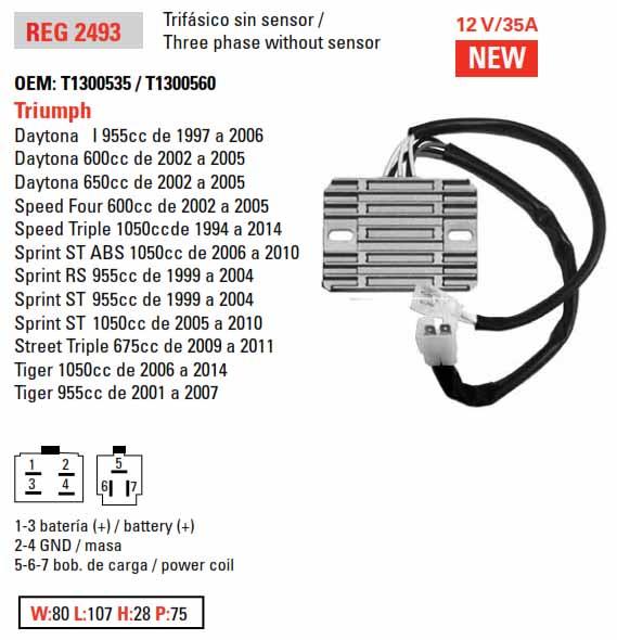 DZE Electrics Regulator 12v 35a, Triumph, Dze 02493-04
