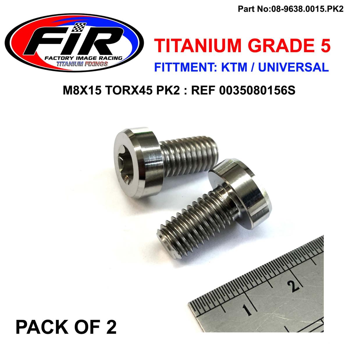 FIR Gr5 Screw M8x15 TORX45 Pk2, Titanium - KTM 0035080156s