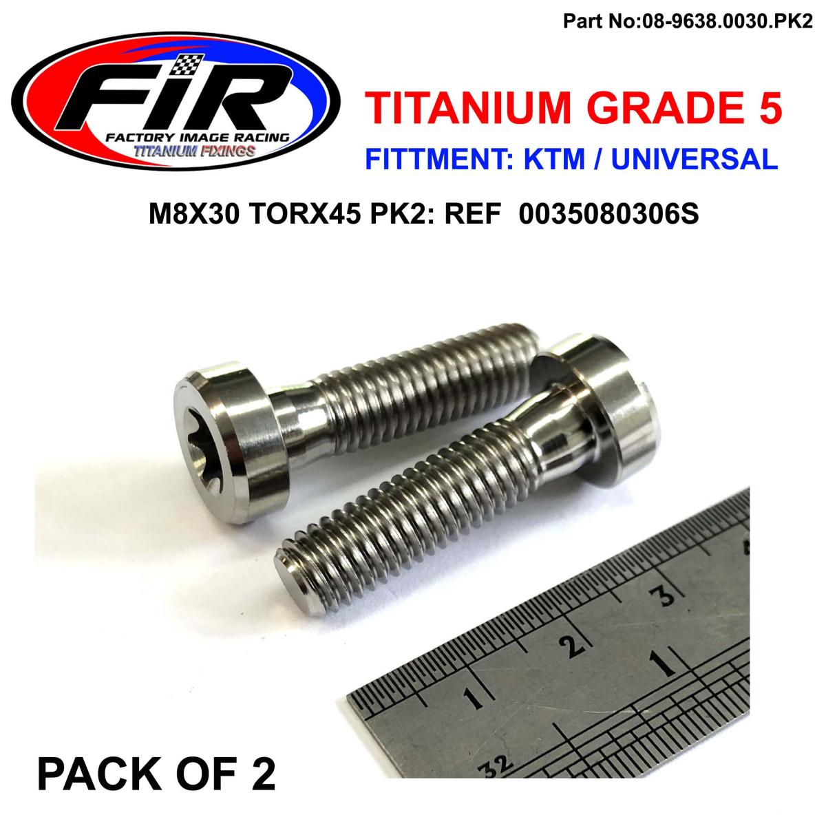 FIR Gr5 Screw M8x30 TORX45 Pk2, Titanium - KTM 0035080306s