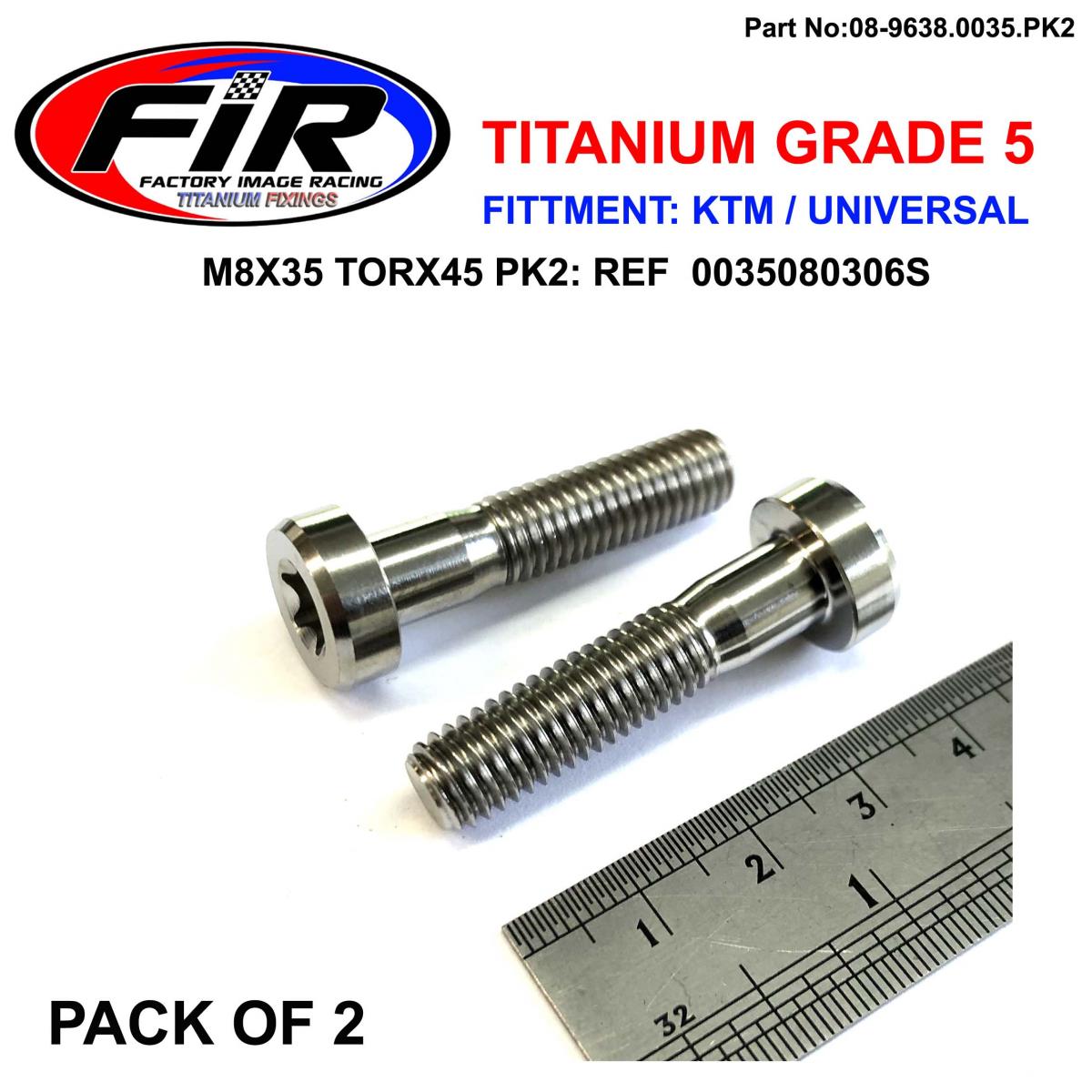 FIR Gr5 Screw M8x35 TORX45 Pk2, Titanium - KTM 0035080356s