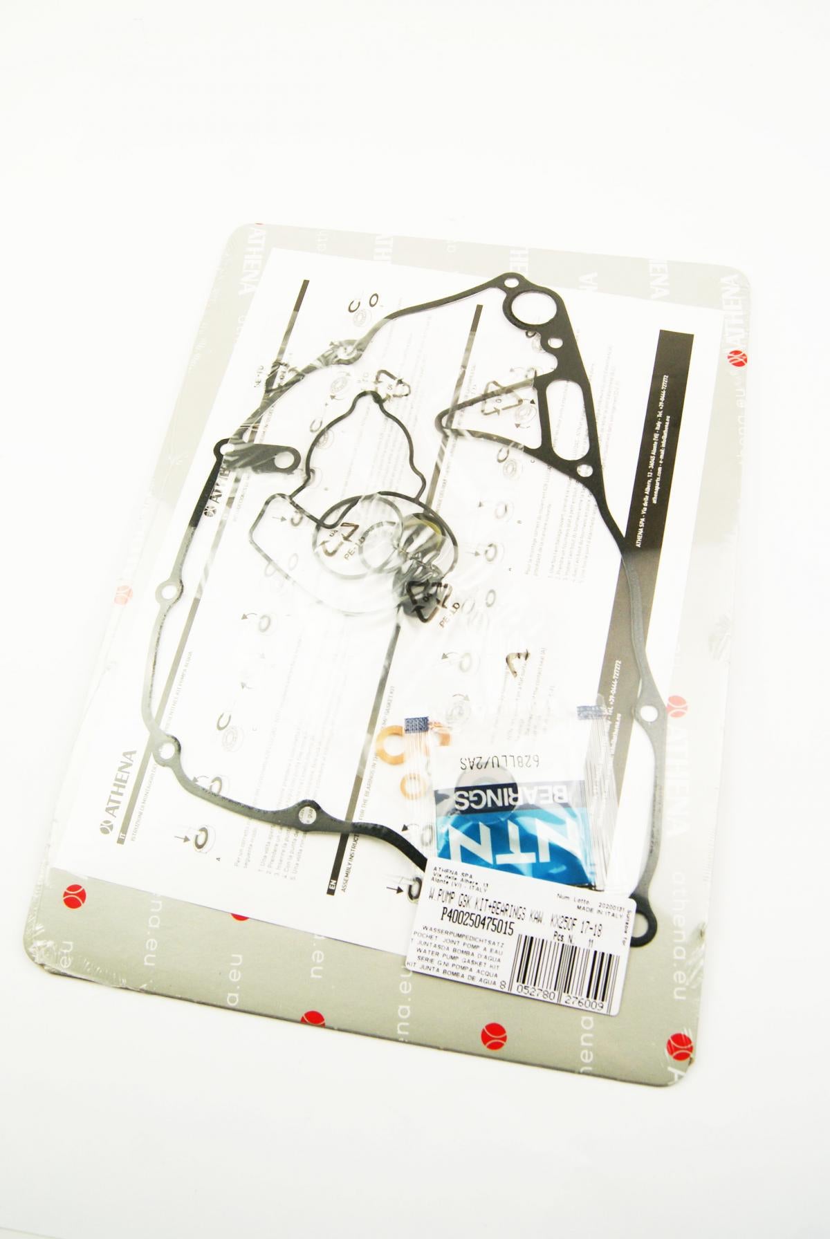 Athena Water Pump Gasket Kit KX 250 17-20, Athena P400250475015 Kawasaki with Bearing