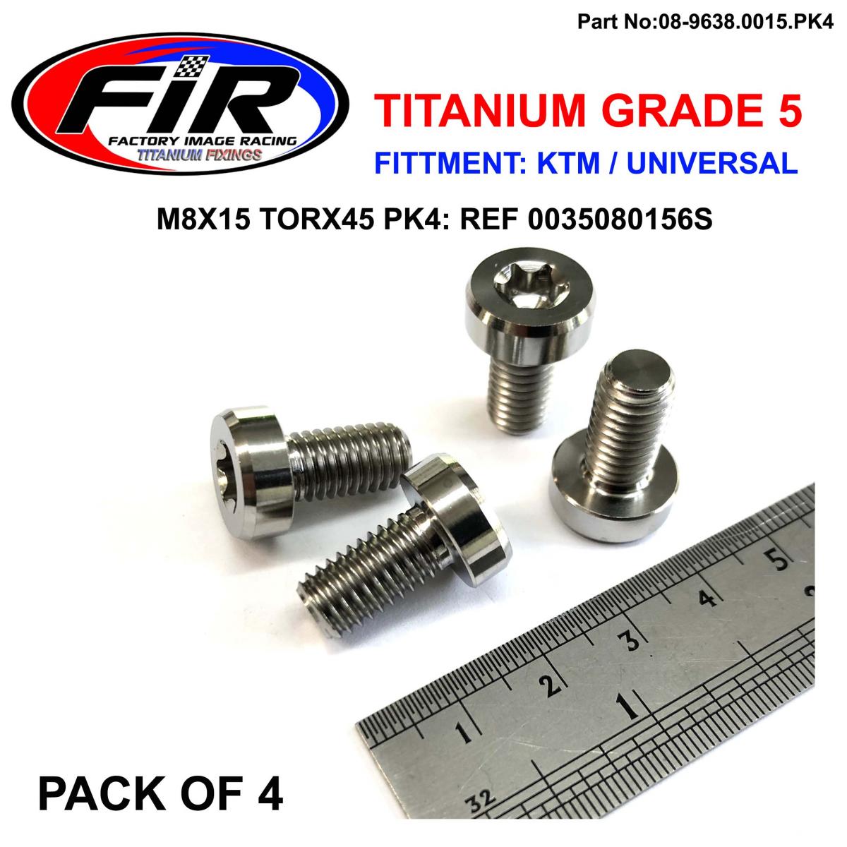 FIR Gr5 Screw M8x15 TORX45 Pk4, Titanium - KTM 0035080156s