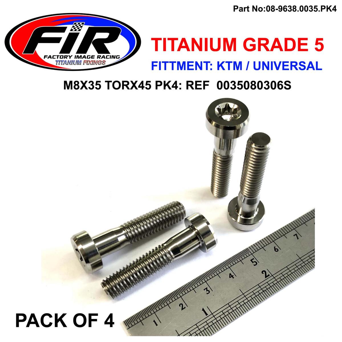 FIR Gr5 Screw M8x35 TORX45 Pk4, Titanium - KTM 0035080356s
