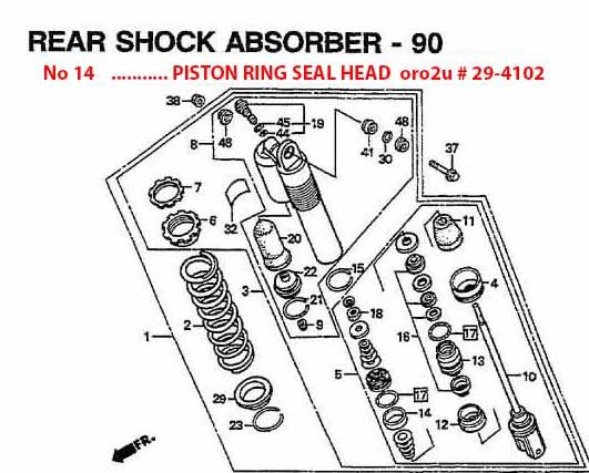 K-Tech Suspension Rcu Piston Ring Showa 44x8.00x1.20t, HKA42-250-l