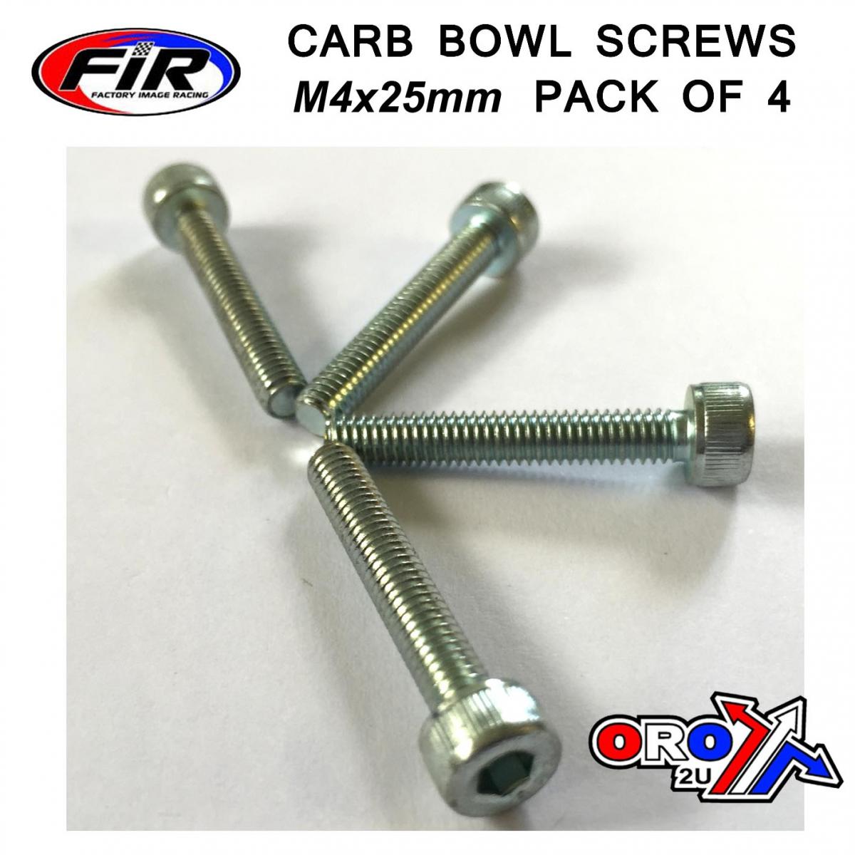 FIR M4 X 25mm Pk/4 Carb Float Bowl, Steel Bzp Screws Pack of 4, / Re 08-9640.012
