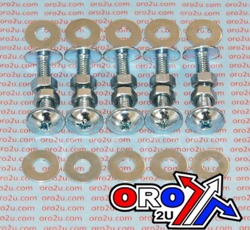 FIR M6 X 13mm Dome Head Chrome Bolt, Nut & Washer Set - Pack of 10 - 30pcs Kit