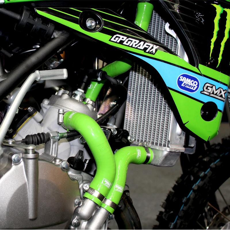 Samco Sport Coolant Hose 3 Piece Kit Green Kawasaki 85 100 112 KX Samco Sport Kaw-63-gn