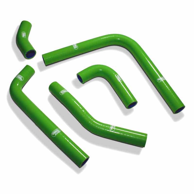 Samco Sport Coolant Hose 5 Piece Kit Green 20 Kawasaki 250 KX F Oem Design Samco Sport Kaw-95-gn