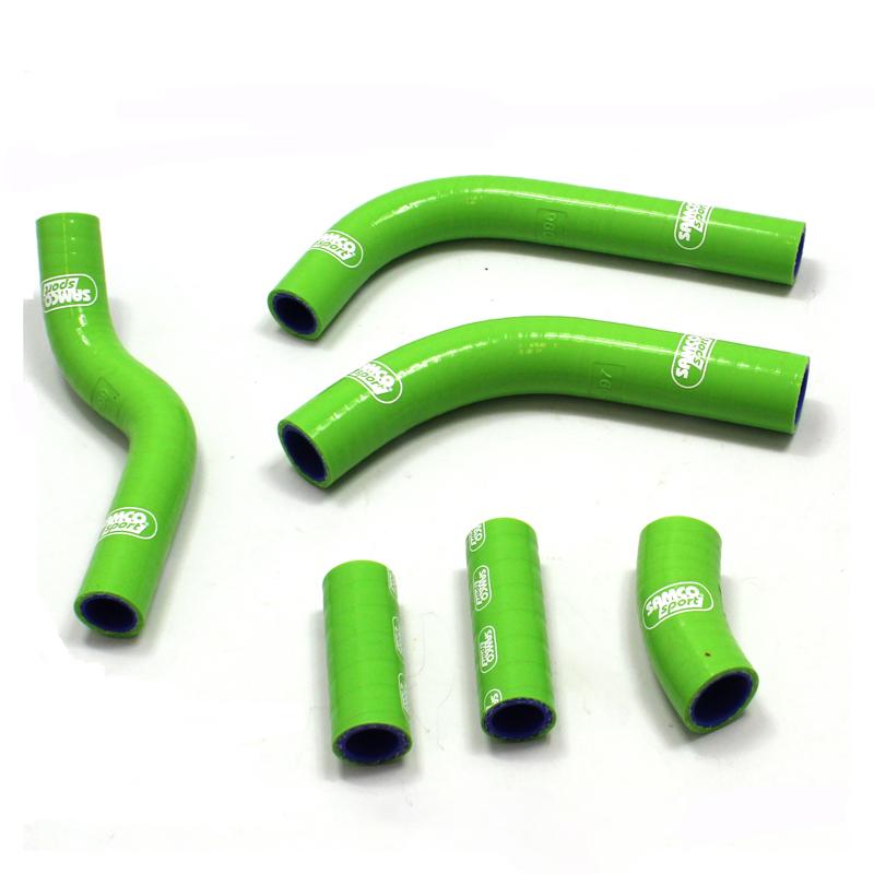 Samco Sport Coolant Hose 6 Piece Kit Green 16-18 Kawasaki 450 KX F Oem Design Samco Sport Kaw-74-gn