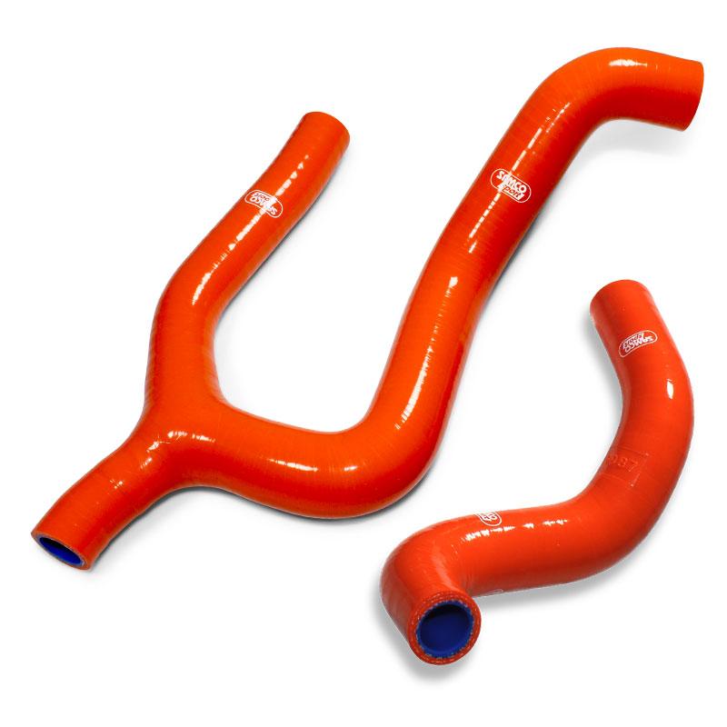 Samco Sport Coolant Hose 2 Piece Kit Orange 19-23 Gas Husq KTM 350 Thermo Bypass 'y' Design Samco KTM-110-or