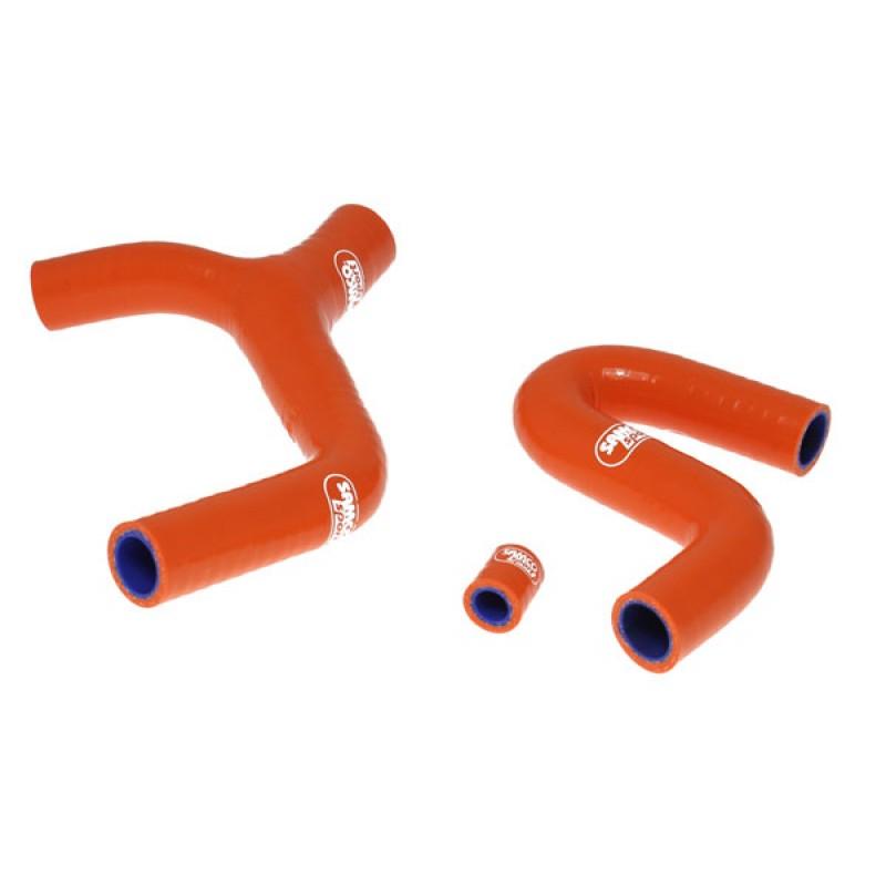Samco Sport Coolant Hose 3 Piece Kit Orange 08-11 KTM 400 450 530 EXC XC-w Thermo Bypass Samco KTM-23-or