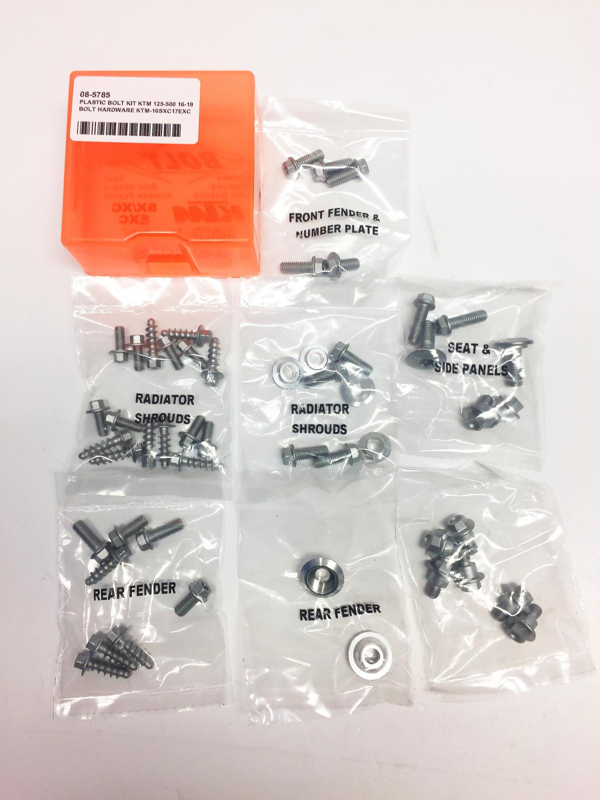 BOLT PLASTIC BOLT KIT KTM 125-500 16-19, BOLT HARDWARE KTM-16SXC17EXC