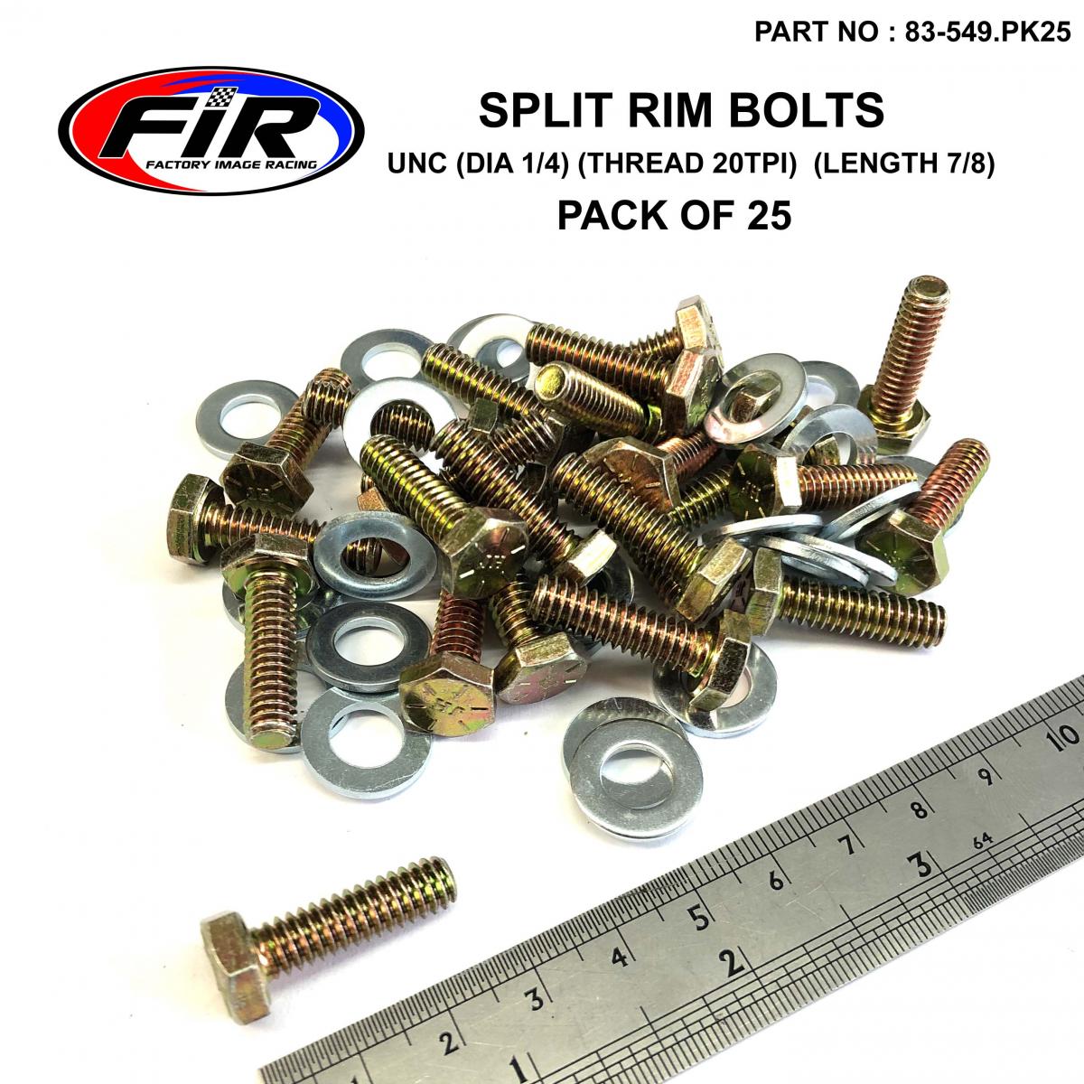 FIR Bead Lock Bolts Unc 1/4-20tpi 7/8, Pack of 25 / UTV ATV Split Rim, Imperial, Method Race Wheels