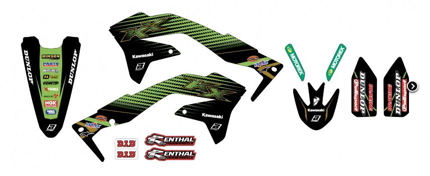 Blackbird Graphics 16-18 KX450F Kaw Racing Team, Blackbird 2423r11 Decal Kit