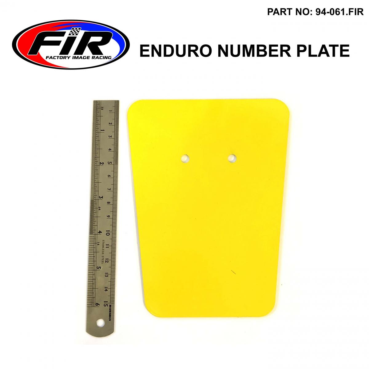 FIR Enduro Small Number Plate, Alloy Powdercoated Yellow