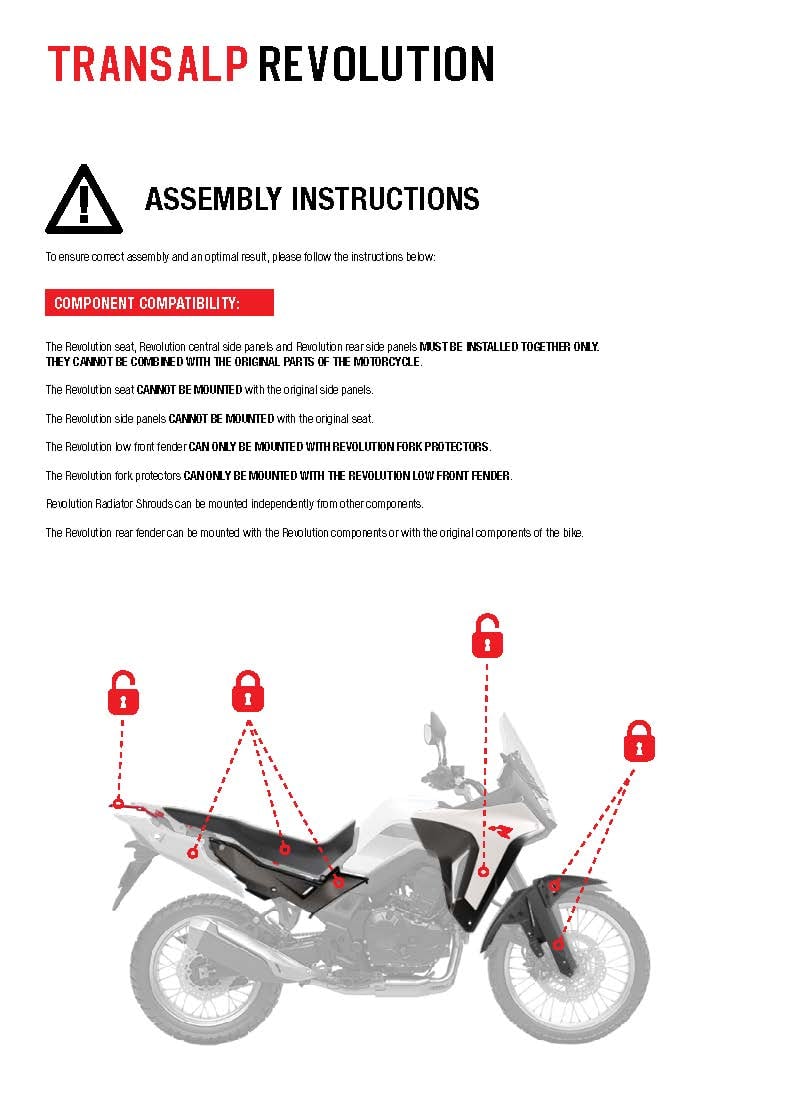 R-Tech Plastic Kit With Seat Blue/Black for Transalp 750 75-K0006.BEBK