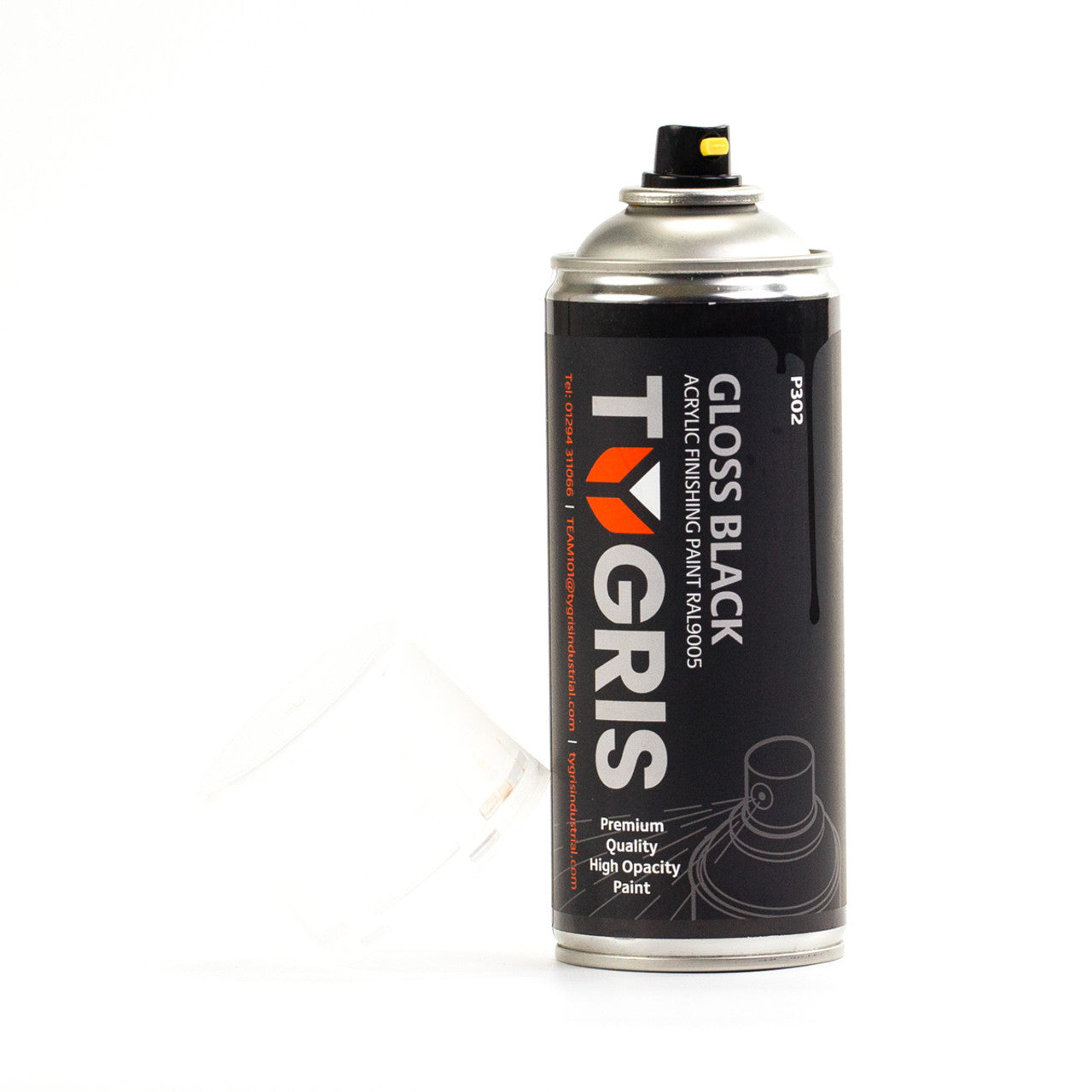 TYGRIS Tygris Gloss Black Aerosol Spray Paint 400ML Acrylic RAL9005