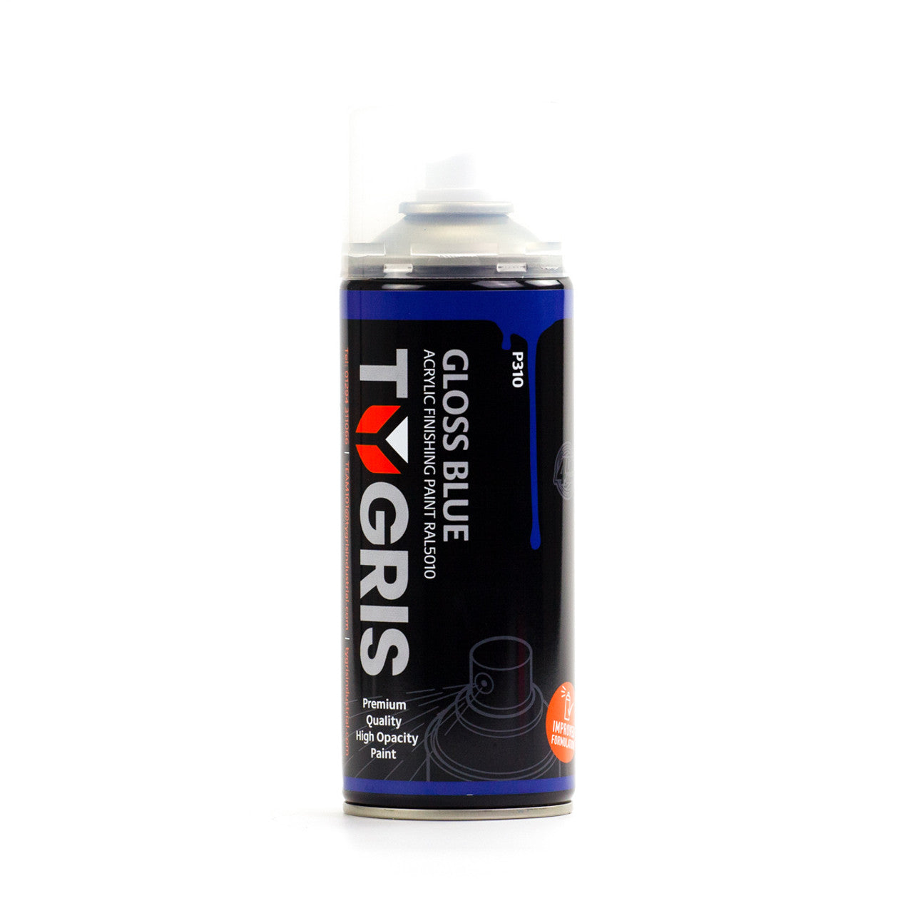 TYGRIS Tygris Gloss Blue Aerosol Spray Paint 400ML Acrylic RAL5010