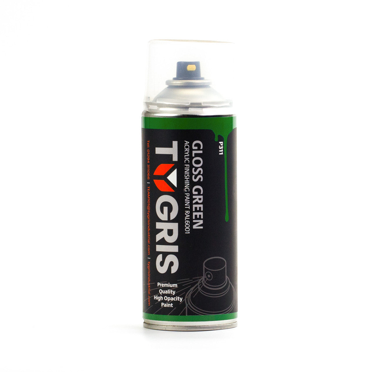 TYGRIS Tygris Gloss Green Aerosol Spray Paint 400ML Acrylic RAL6001