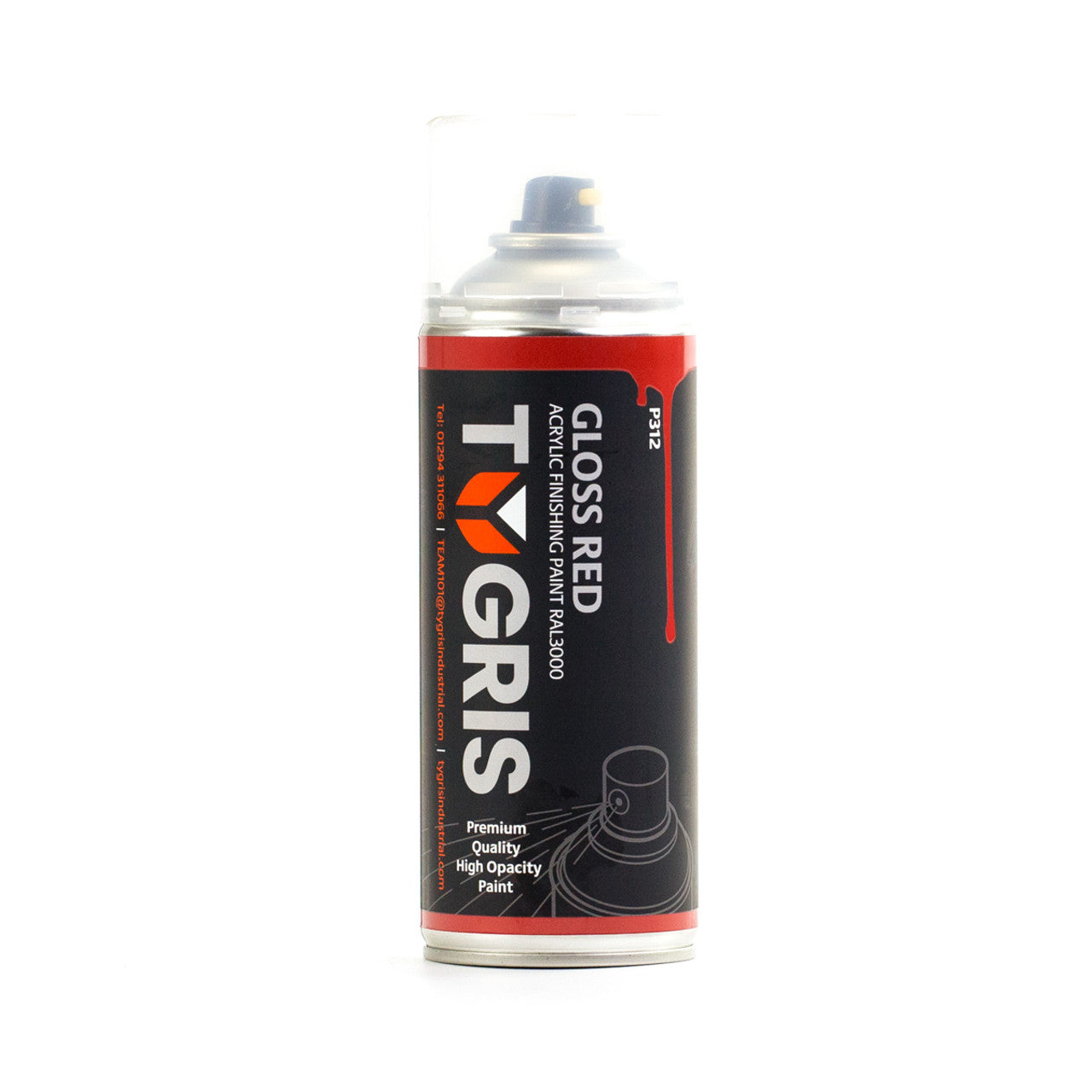 TYGRIS Tygris Gloss Red Aerosol Spray Paint 400ML Acrylic RAL3000