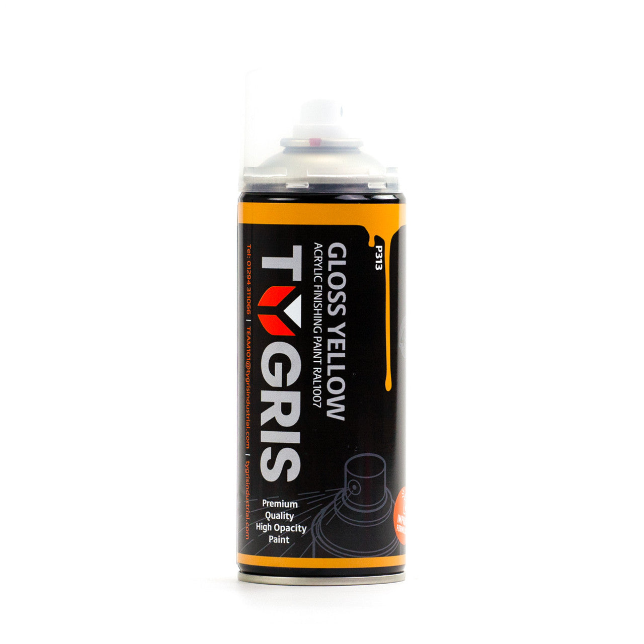 TYGRIS Tygris Gloss Yellow Aerosol Spray Paint 400ML Acrylic RAL1007