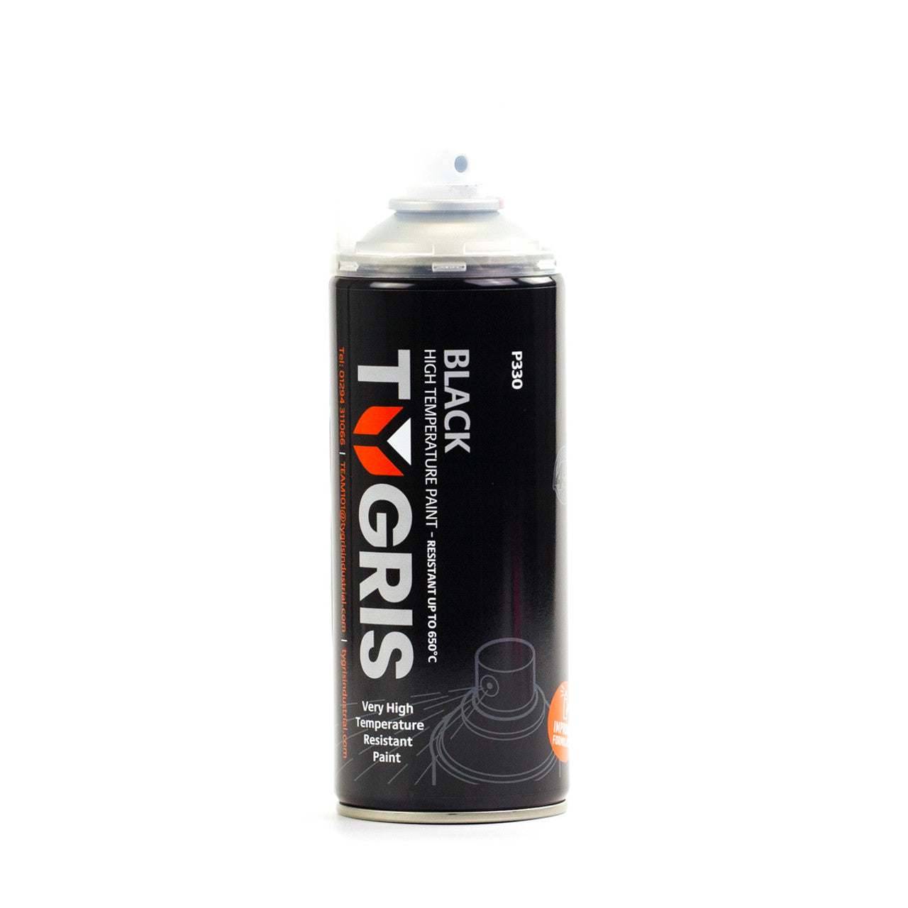 TYGRIS Tygris Black High Temperature Aerosol Spray Paint 400ML Acrylic