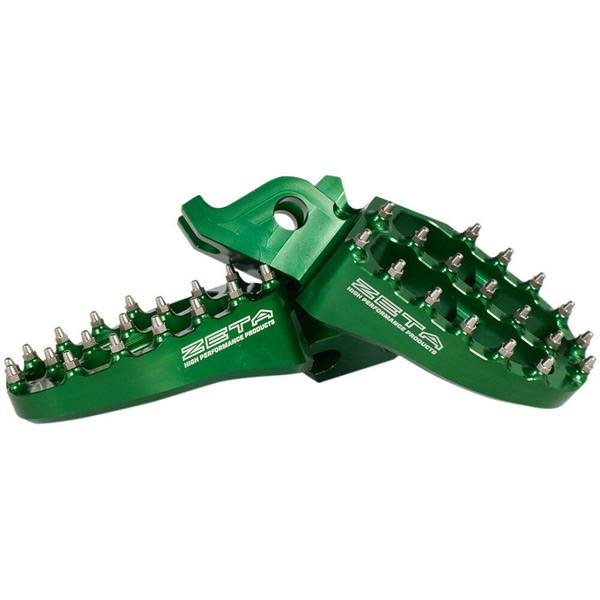 Zeta Aluminum FootPegs KX250F/450F 09-22 Green