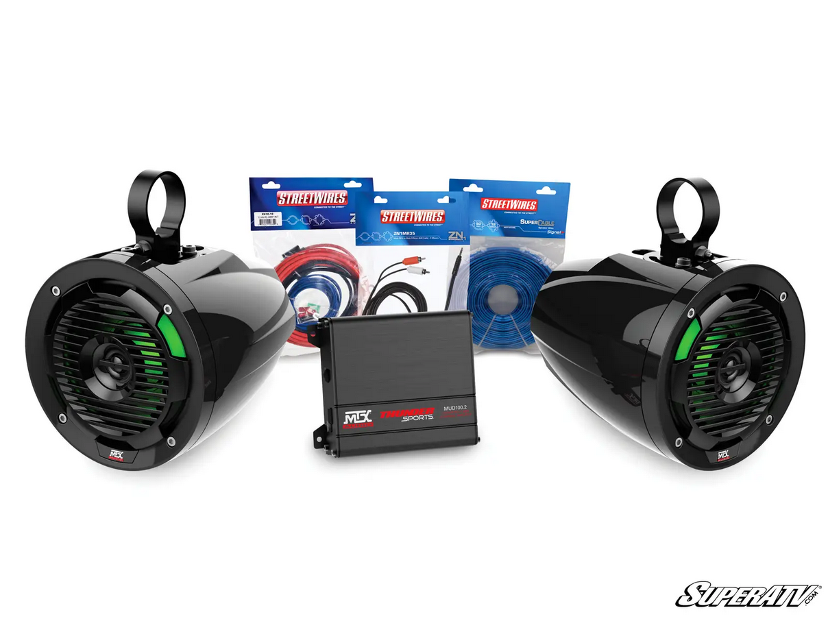 SuperATV Mtx UNI-1 UTV Sxs Roll Cage Dual Speaker And Amplifier Kit, 3.5mm Aux