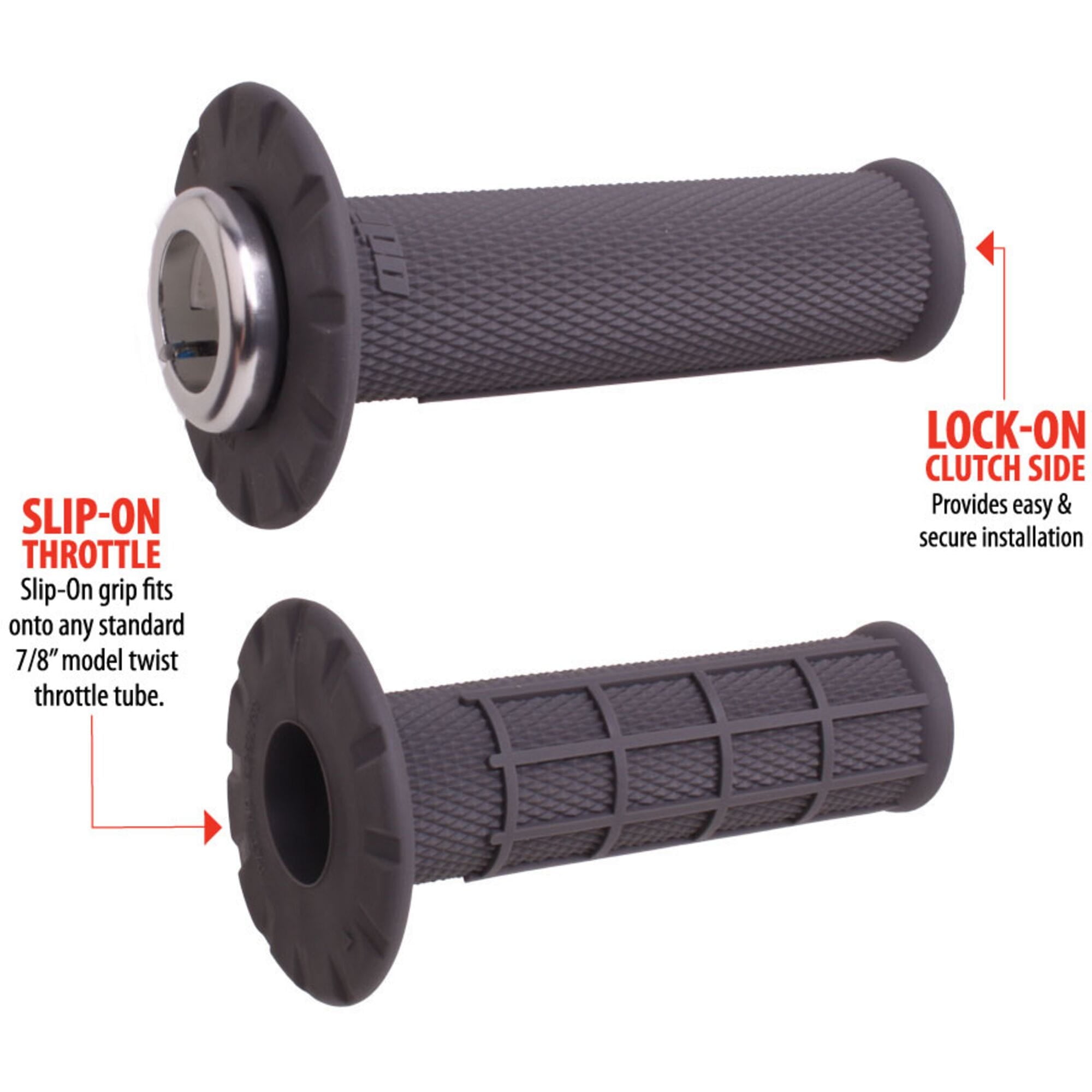 Universal Lock-On Grip Set; Half-Waffle MX graphite