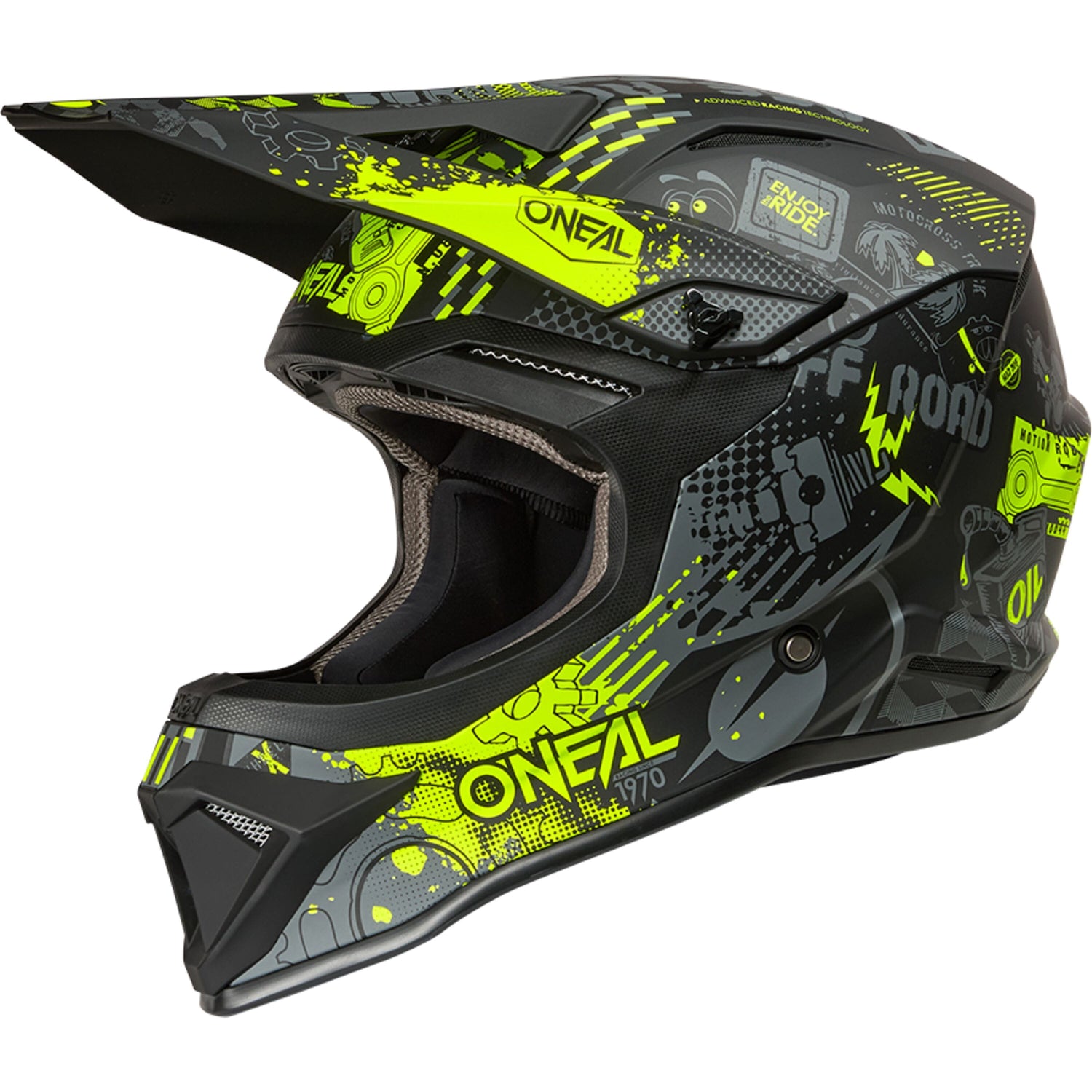 Oneal 1SRS Helmet VIBRANT Black/Neon Yellow XL (61/62) - Black - X-Large
