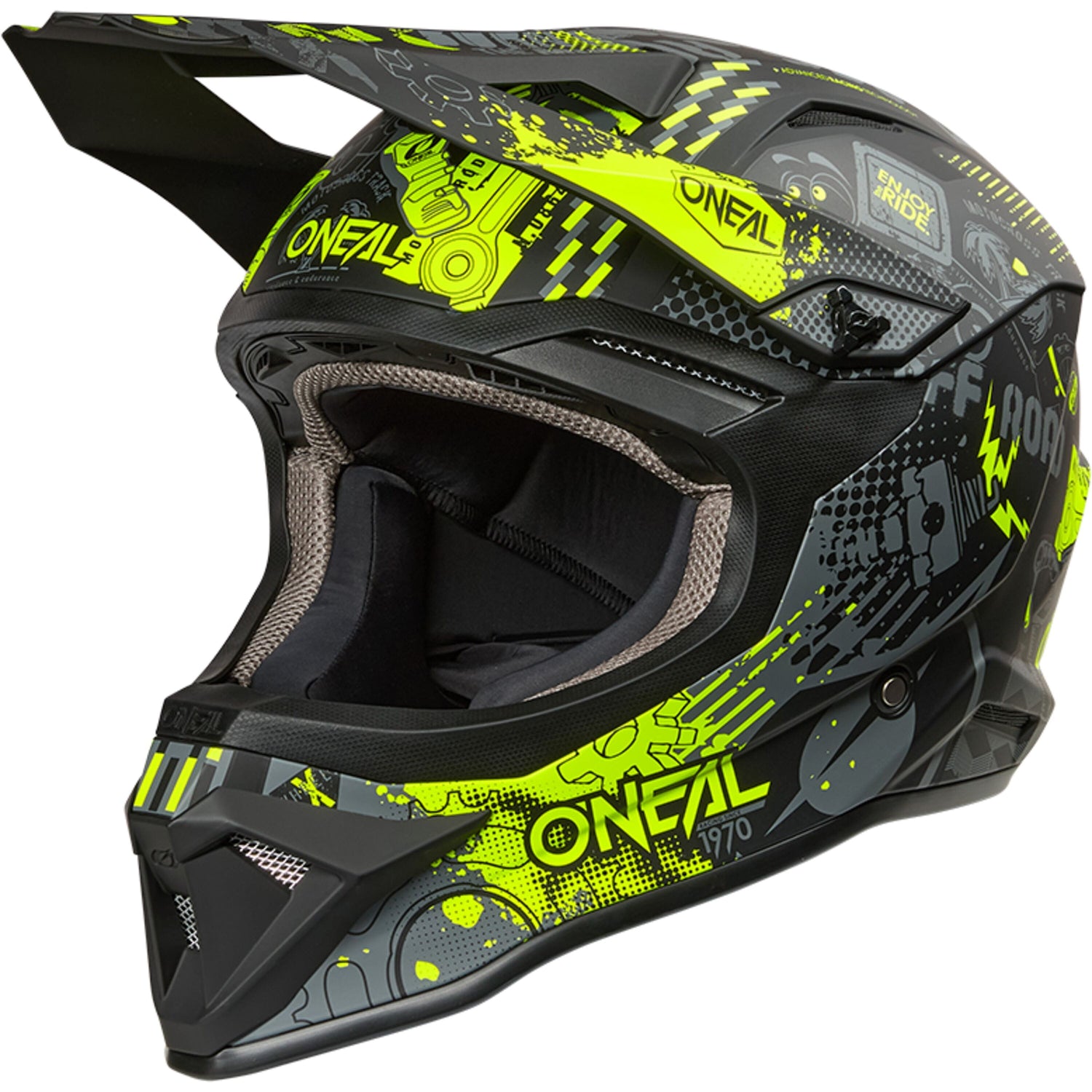 Oneal 1SRS Helmet VIBRANT Black/Neon Yellow XL (61/62) - Black - X-Large