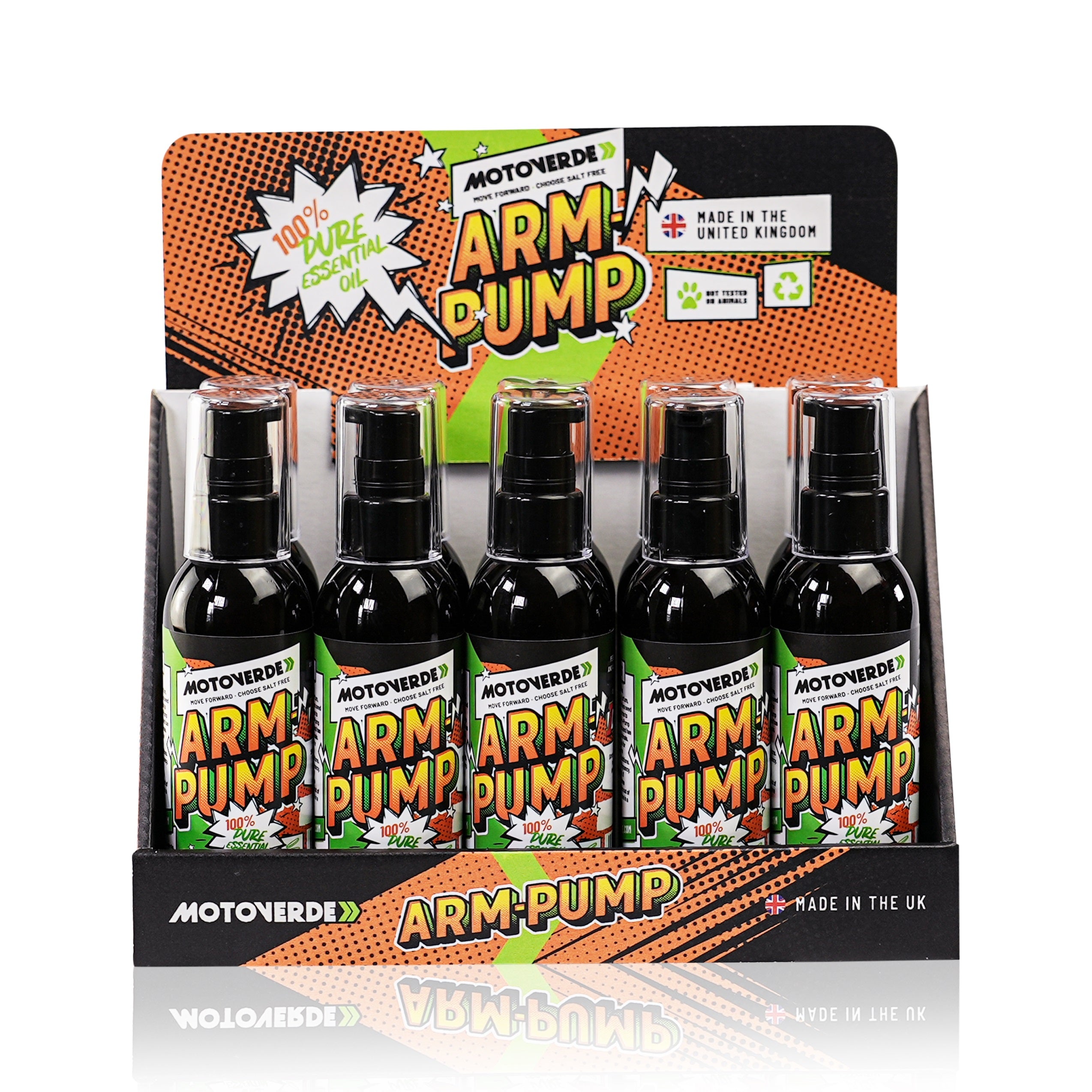 Motoverde 100ML X 10 Motoverde Essential Oils Arm-pump Gel Counter Display Pack