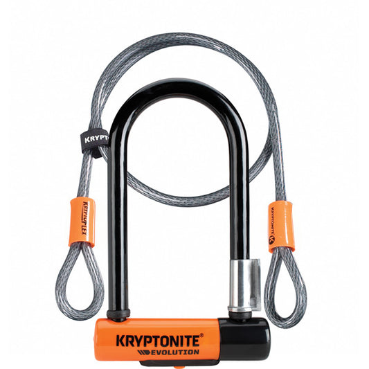 Motocross Security  Kryptonite Evolution Mini 7 U-Lock with 4 Foot Cable and Flexframe Bracket Sold Secure Gold      