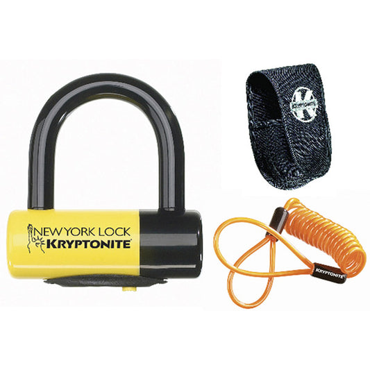 Motocross Security  Kryptonite New York Liberty Disc Lock - with reminder cable - Yellow Sold Secure Gold      