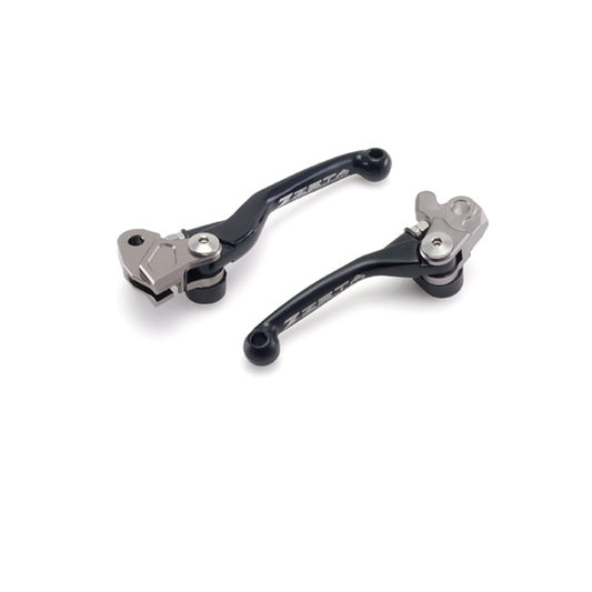 Zeta Pivot brake/clutch lever set RMZ250/450 07-22, KX65/85 01-22 black  